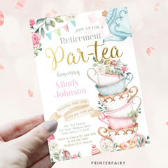 Alice in Wonderland Retirement Party Invitation, Farewell Tea Time (Editable in Corjl)