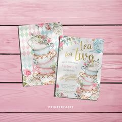 Alice in Wonderland Birthday Invitation, Tea Party, Editable in Corjl