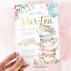 Alice in Wonderland Tea Party Invitation, Editable Birthday Invite (Digital Download)