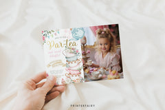 Editable Alice in Wonderland Tea Party Invitation with Photo (Digital)