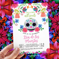 Editable Day of the Dead Invitation, Sugar Skull Fiesta (Digital)