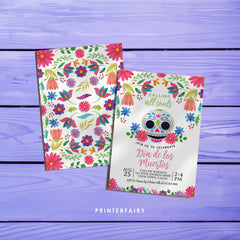 Editable Day of the Dead Invitation, Sugar Skull Fiesta (Digital)