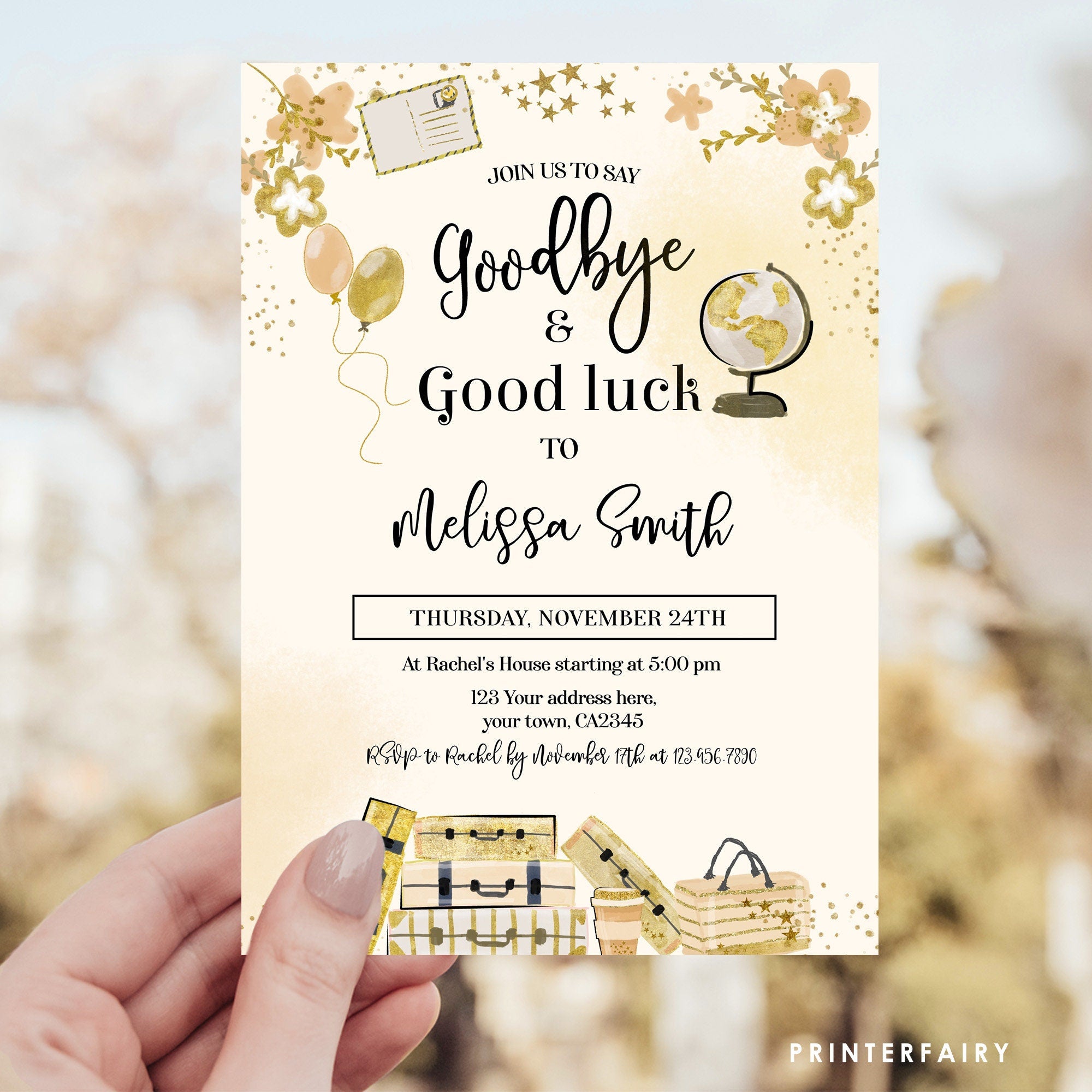 Send Off Invitation: "Good Bye and Good Luck" Retirement Party Invite, Editable in Corjl