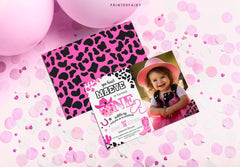 Disco Cowgirl 1st Birthday Photo Invitation, Editable Party Invite (Digital Download)