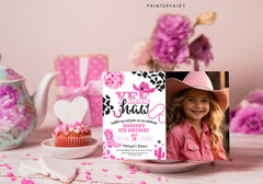 Editable Photo Disco Cowgirl Birthday Invitation (Digital)