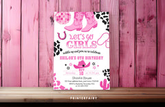 Editable Disco Cowgirl Birthday Invitation, Rhinestone Boots (Digital Item)