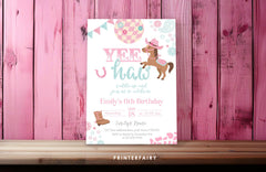 Disco Cowgirl Birthday Invitation, Horse Party, Editable (Digital Download)