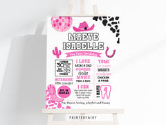 Disco Cowgirl First Birthday Milestones Board, Editable Prints (Digital Download)