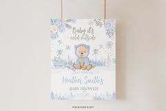 Winter Wonderland Baby Shower Welcome Sign, Teddy Bear Theme (Editable in Corjl)