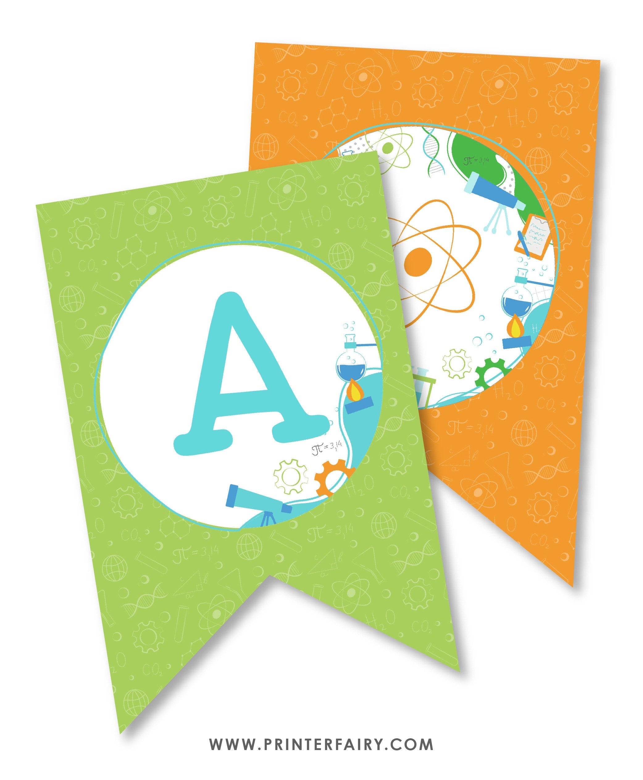 Science Birthday Party Bundle Editable Templates, Invitation, Printable Decorations, Instant Download