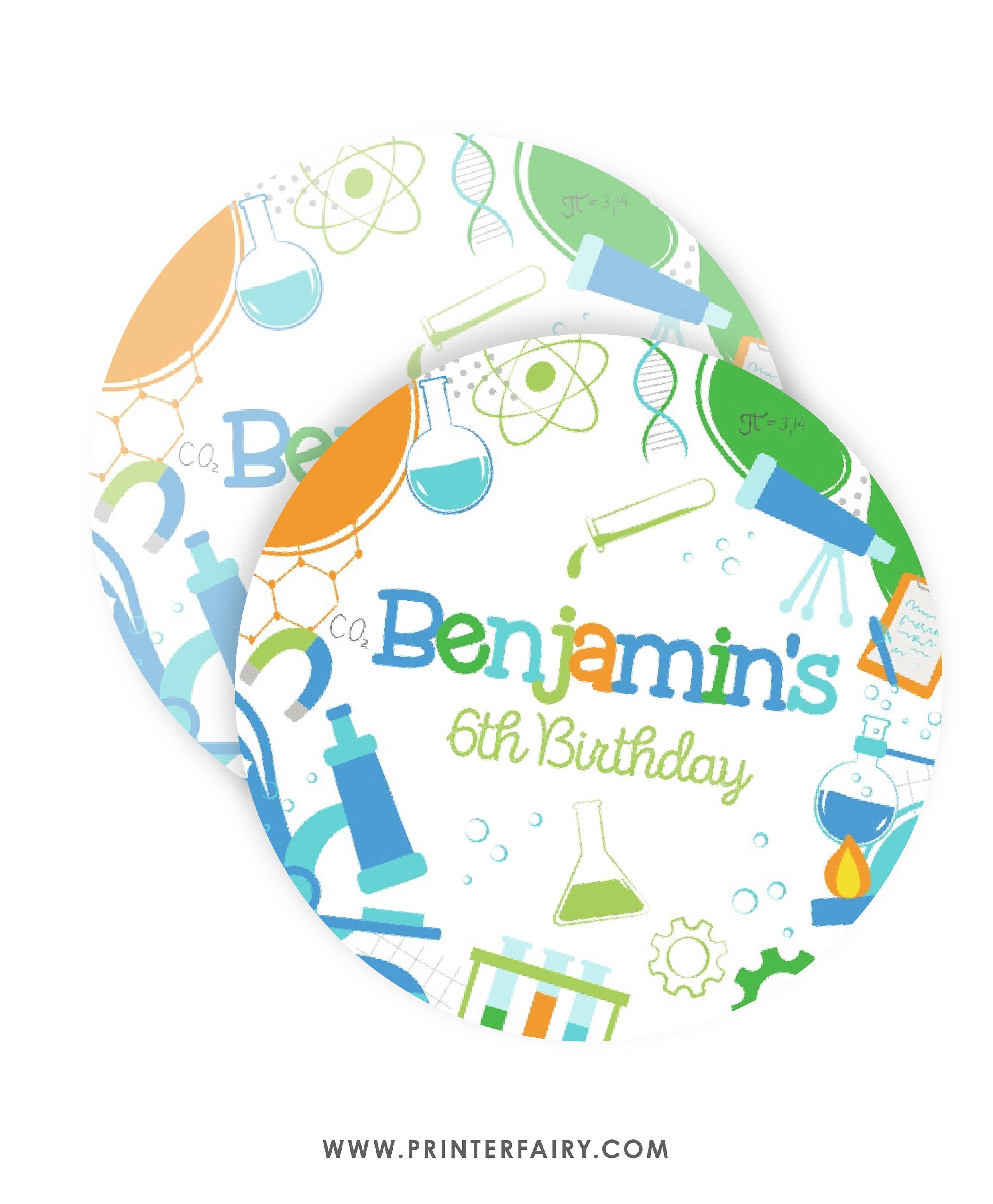 Science Birthday Party Bundle Editable Templates, Invitation, Printable Decorations, Instant Download