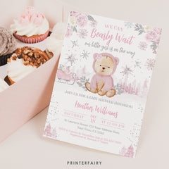 Winter Wonderland Teddy Bear Baby Shower Invitation (Digital Download)
