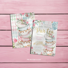 Wonderland Tea Party Baby Shower Invitation, Editable Par-Tea Invite (Digital Download)