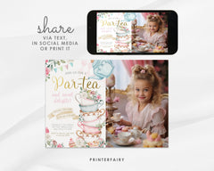 Editable Alice in Wonderland Tea Party Invitation with Photo (Digital)
