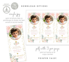 Floral Baptism Bookmark, Editable Keepsake (Instant Download)