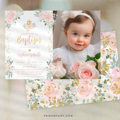 Baptism Invitation for Girls - Customizable and Digital Invite with Picture INSTANT DOWNLOAD