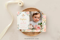 Baptism Invitation for Girls - Customizable and Digital Invite with Picture INSTANT DOWNLOAD