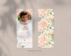 Floral Baptism Bookmark, Editable Keepsake (Instant Download)