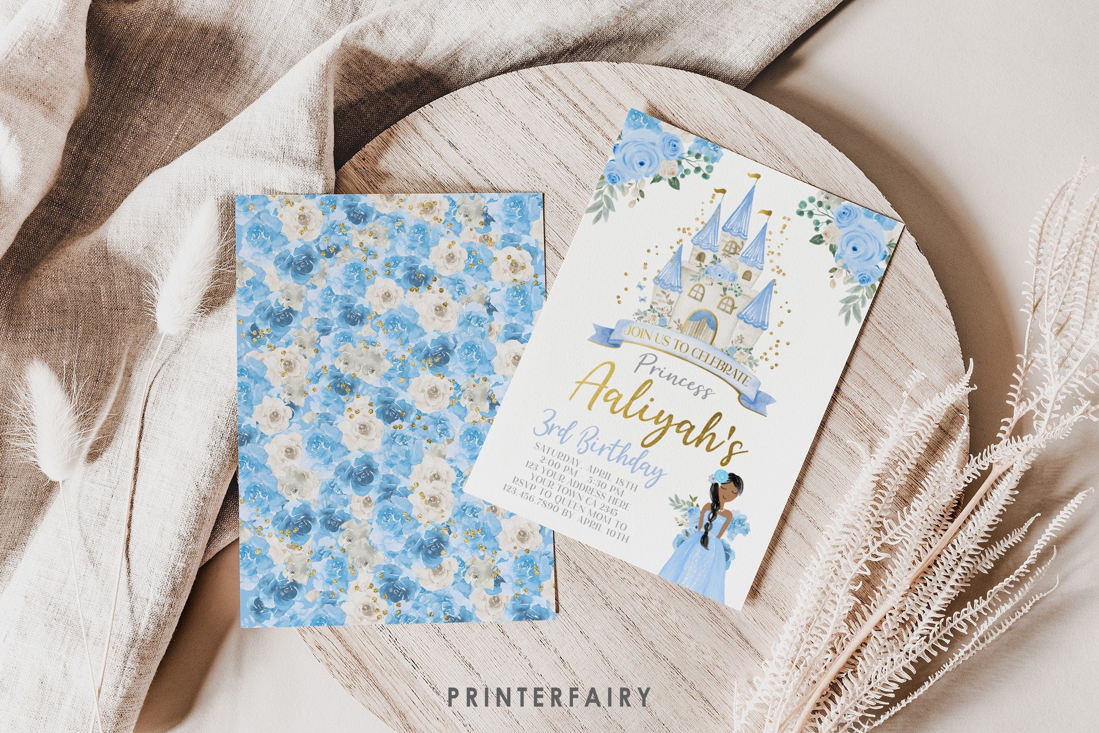 Princess Birthday Invitation, Royal Birthday Party Digital Editable Printable Template Invite, INSTANT DOWNLOAD