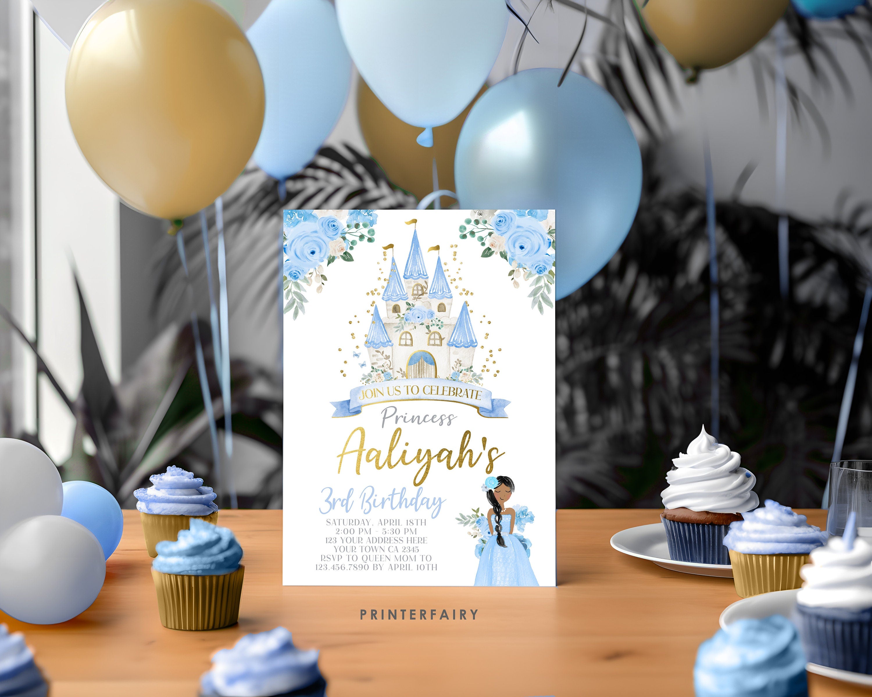 Princess Birthday Invitation, Royal Birthday Party Digital Editable Printable Template Invite, INSTANT DOWNLOAD
