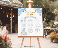 Princess 1st Birthday Board, 1st Year Milestones Poster, Fairytale Party Decor, Editable INSTANT DOWNLOAD