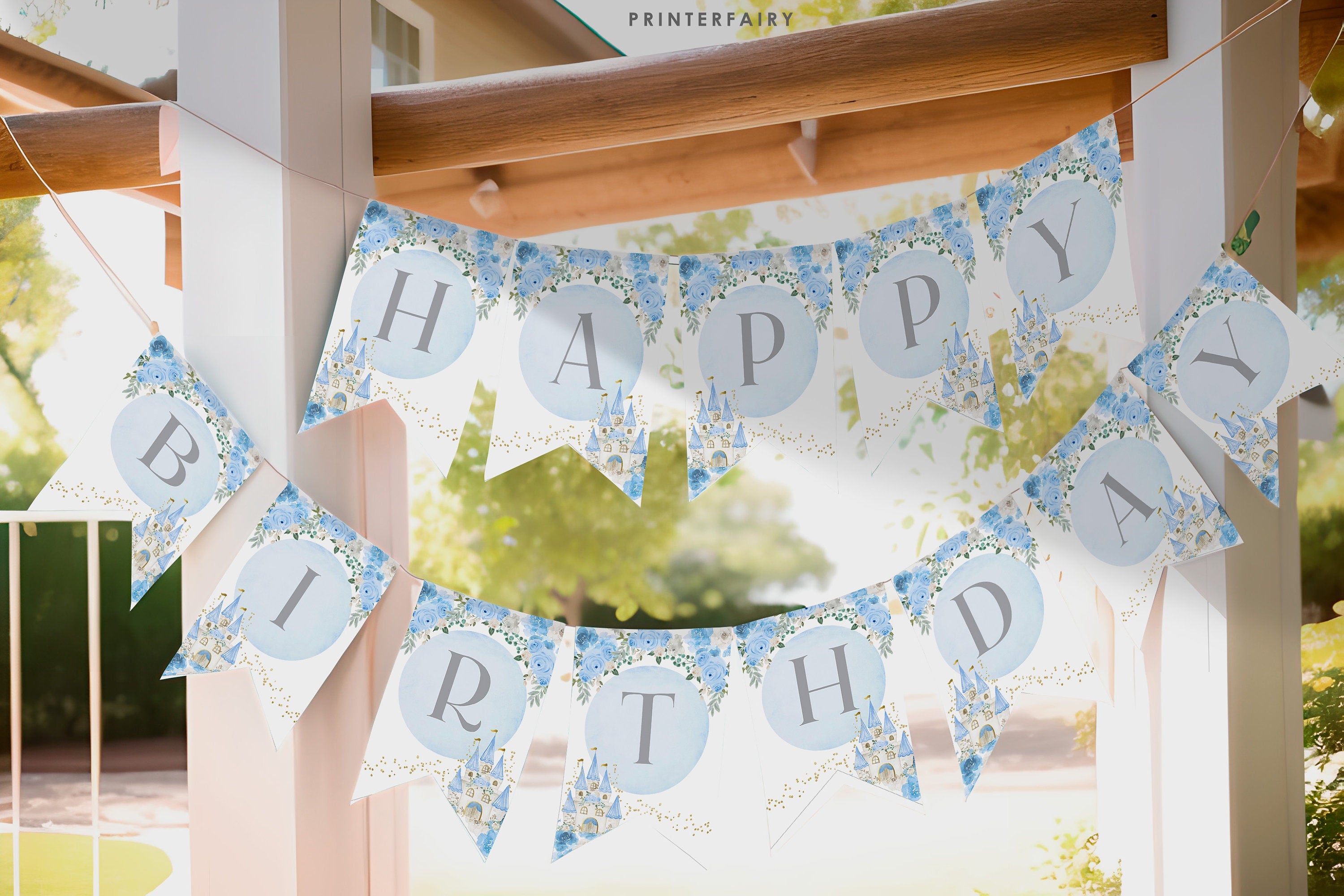 Cinderella Birthday Banner, Editable Princess Party Decor (Instant Download)