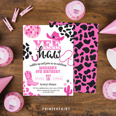 Editable Disco Cowgirl Birthday Invitation, Rhinestone Theme (Digital)