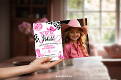 Editable Photo Disco Cowgirl Birthday Invitation (Digital)
