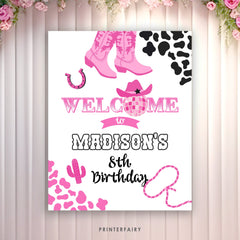 Editable Disco Cowgirl Birthday Welcome Sign (Digital Download)