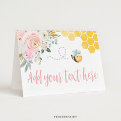 Editable Bee Birthday Food Tents, Honeycomb Place Cards (Digital Download)