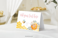Editable Bee Birthday Food Tents, Honeycomb Place Cards (Digital Download)