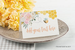 Editable Bee Birthday Food Tents, Honeycomb Place Cards (Digital Download)