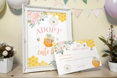 Adopt a Bee Sign and Certificate, Pet Adoption Party Printables (Digital Download)