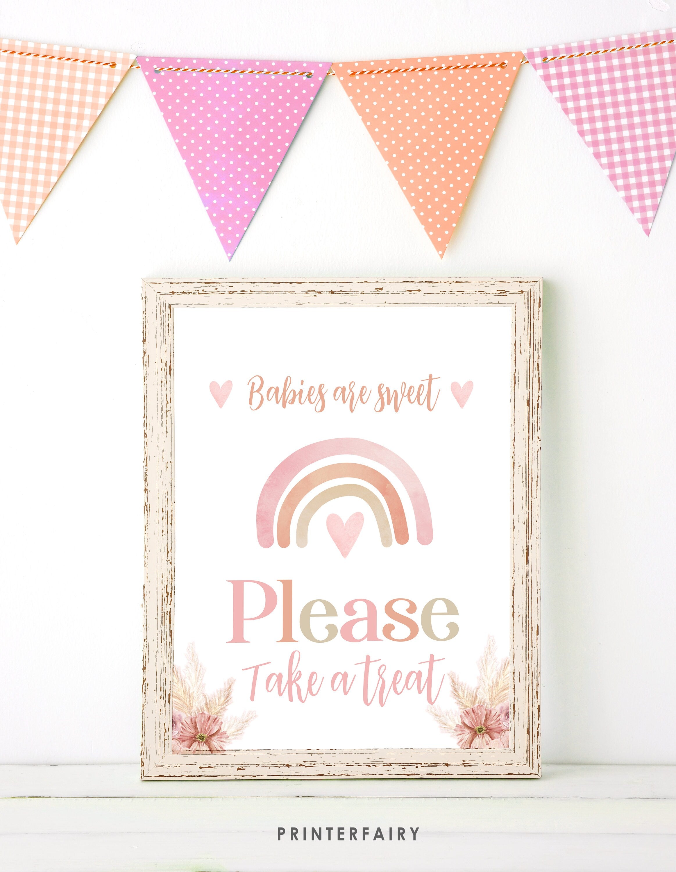 Boho Rainbow Baby Shower Table Editable Sign Templates BUNDLE, Instant Download
