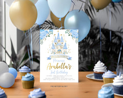 Cinderella Birthday Invitation, Floral Princess Castle, Editable Printable (Digital)