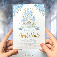 Cinderella Birthday Invitation, Floral Princess Castle, Editable Printable (Digital)