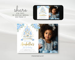 Princess Castle Photo Birthday Invitation, Fairytale Party (Instant Download)