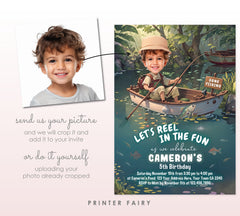 Editable Fishing Birthday Invitation with Photo (Digital Download)