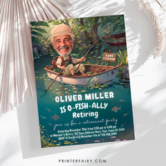 Editable Fishing Retirement Party Invitation, Gone Fishing Theme (Digital Download)