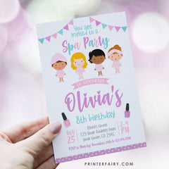 Spa Birthday Party Invitation, Editable Digital Invite (Instant Download)