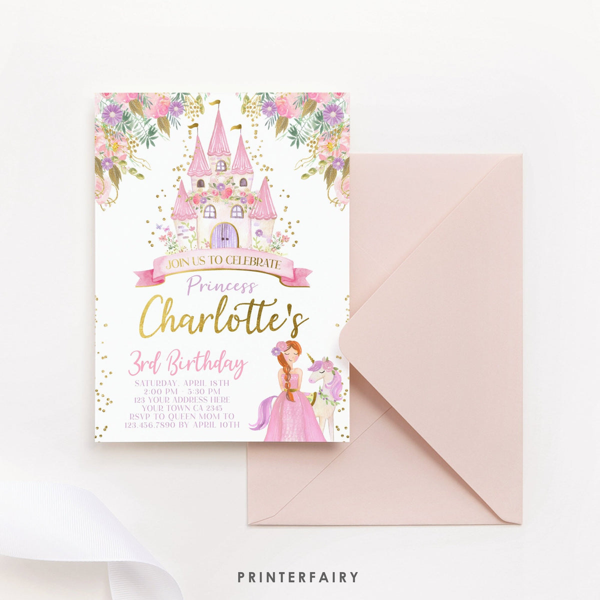 Editable Princess Castle Birthday Invitation, Any Age (Digital Download)