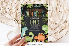 Editable Dinosaur Birthday Invitation, Jungle Theme (Digital Download)