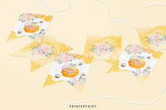 Editable Bee Happy Birthday Banner, Honeycomb Garland (Instant Download)