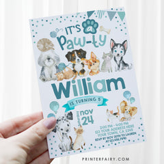 Puppies and Kitties Birthday Invitation, Pet Pawty (Instant Download)