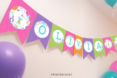 Editable Science Birthday Party Banner, Printable Bunting (Digital Download)