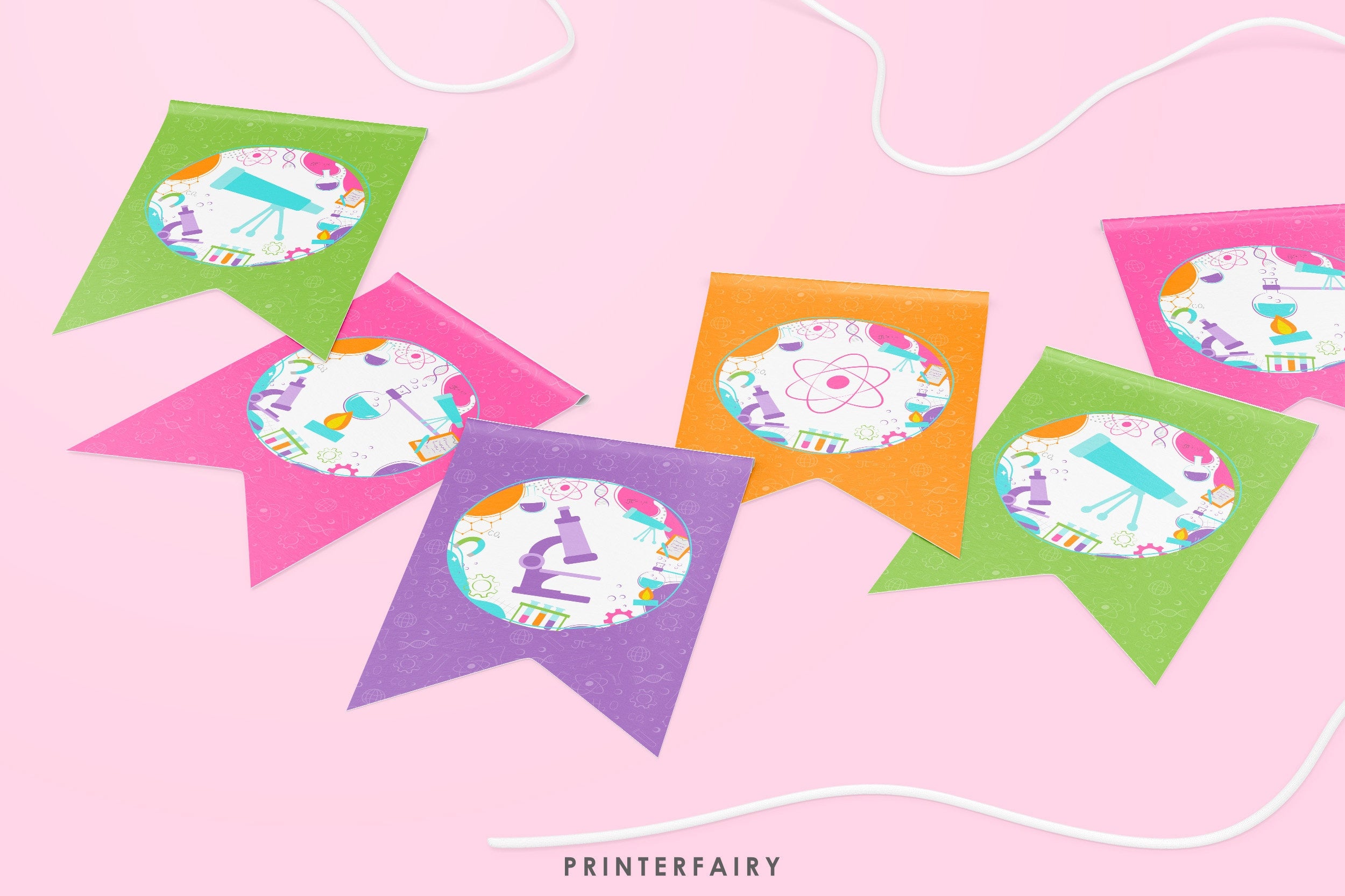 Editable Science Birthday Party Banner, Printable Bunting (Digital Download)