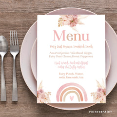 Boho Rainbow Menu, Pastel Watercolor, Editable Food Table Sign (Digital Download)