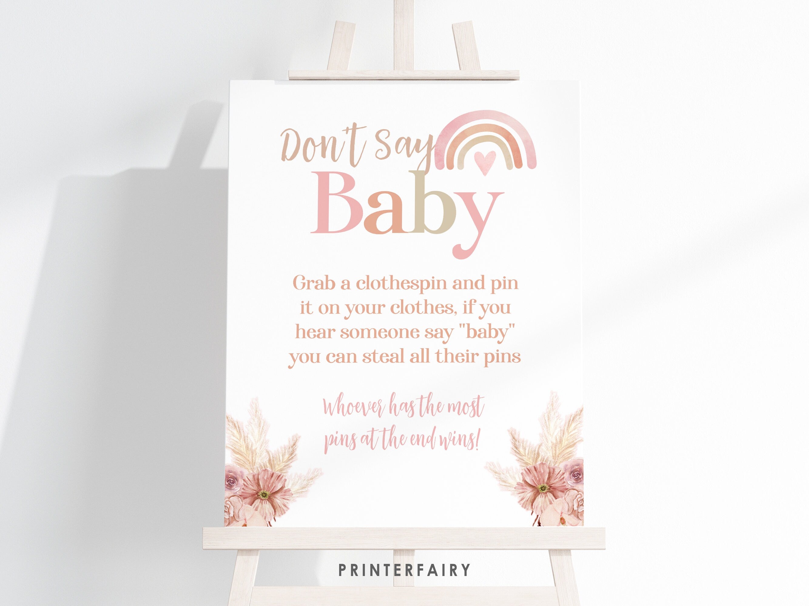 Boho Rainbow Baby Shower Table Editable Sign Templates BUNDLE, Instant Download