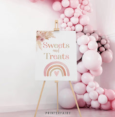 Boho Rainbow Baby Shower Table Editable Sign Templates BUNDLE, Instant Download