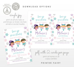 Ice Skating Birthday Invitation, Winter Wonderland, Editable (Digital Download)